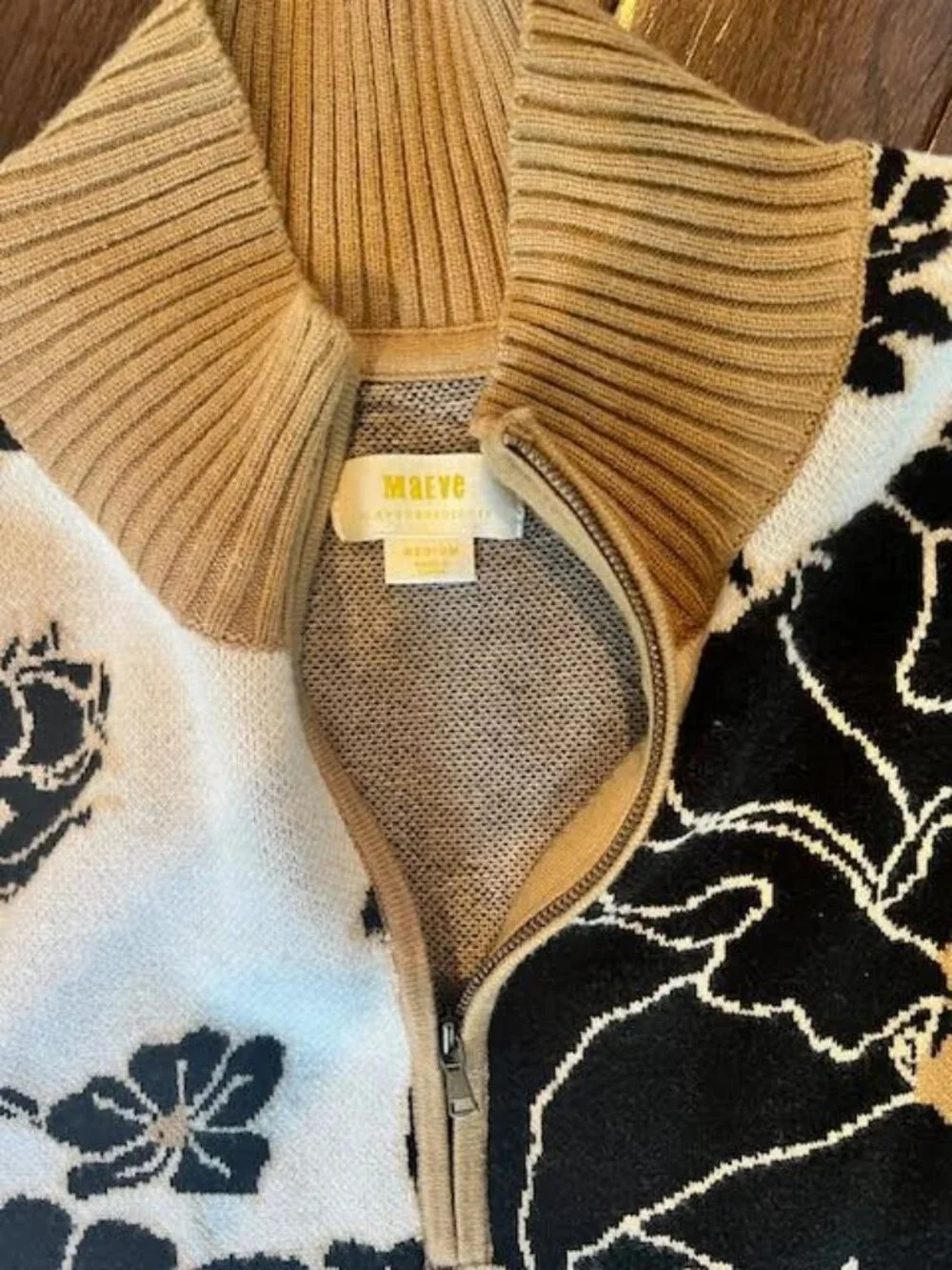 Maeve by Anthropologie Montana Floral Half Zip Sweater Medium - Picture 3 of 3
